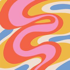 an abstract background with swirls in pink, blue and yellow colors on a white background