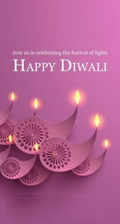 an elegant diwali with candles on purple background