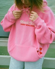 "Quality Time" Oversized Lux Hoodie in Pink – Dandy Worldwide Graphic Hoodies Aesthetic, Mental Health T Shirts, Being A Friend, Watch The Sunset, Trendy Hoodies, Cute Preppy Outfits, Cute Sweatshirts, Clothing Tags