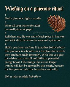 a poem written in two languages describing the meaning of pinecone rituals and how to use them