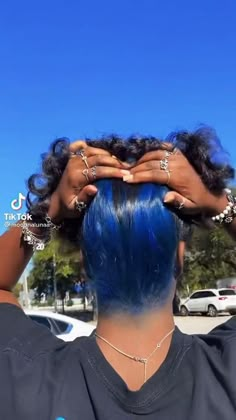 Butterfly effect https://vm.tiktok.com/ZTdQb47wx/ [Video] | Hair color for black hair, Blue hair, Blue hair black girl Back Colored Hair, Blue And Black Hair Natural, Hair Dye In The Back Of Hair, Blue Hair Color On Black Women Natural, Color Patches In Hair, Skunk Hair Dye Ideas, Blue Black Natural Hair, Blue Silk Press Natural Hair, Patch Color Hair