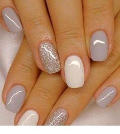 Grey Gel Nails, Grey Nail Polish, Nagellack Trends, Fall Nail Colors, Dipped Nails, Nail Arts