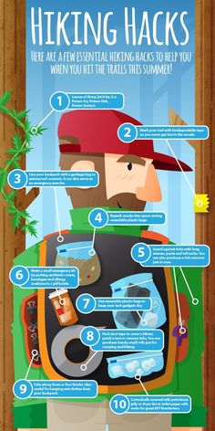 the ultimate guide to hiking hacks infographical poster - click to enlarge