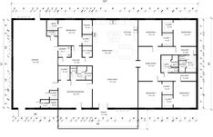 the floor plan for an office building, with two floors and three rooms on each side