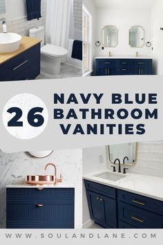 navy blue bathroom vanities with text overlay that reads 26 navy blue bathroom vanities