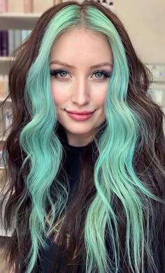 Halo Hair Dye, Halo Hair Color, Halo Hair Colors, Hair Color Pictures, Two Toned Hair, Hair Color Streaks, Teal Hair, Halo Hair