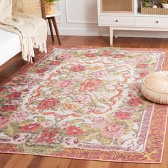 a large rug on the floor in a living room