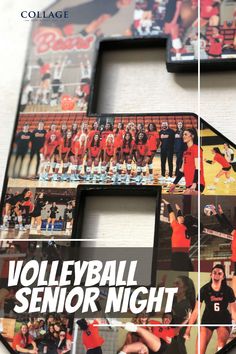 volleyball Senior Night text overlayed on a #6 collage made by collageandwood.com End Of Season Volleyball Party, Senior Gift Ideas Volleyball, Senior Night Table Display Volleyball, Senior Night Volleyball Gifts, Senior Night Gift Ideas Volleyball, Senior Night Volleyball Ideas, Volleyball Gifts For Players Diy, Volleyball Poster Ideas For Players, Senior Volleyball Gifts