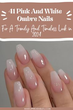 Wedding Nails Pink Ombre, Ombre Nail Styles, Ombré With Design, Natural Glitter Ombre Nails, Short Classy Nails Ombre, Round Pink Ombre Nails, Ombre Baby Pink Nails, Natural Pink Ombre Nails, Pink White Ombré Nails With Chrome