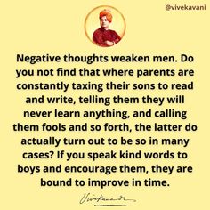 a quote on negative thought with an image of a man