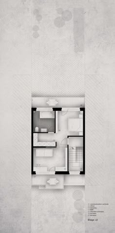 the floor plan for an apartment with two beds and one living room, in black and white