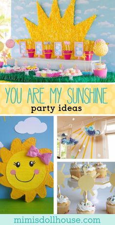 a collage of pictures with the words you are my sunshine party ideas