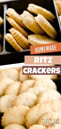 homemade ritz crackers with text overlay that reads homemade ritz crackers