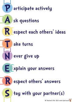 a poster with the words partner and other words in different colors on it, including letters that spell out what to say