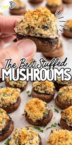 the best stuffed mushrooms recipe is shown in this image