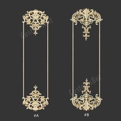 an ornate gold door handle with the measurements for each side and bottom panel, as well as