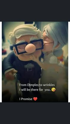 two cartoon characters kissing each other with the caption from dimples to winkies i will be there for you