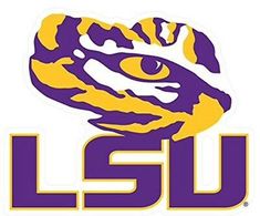 the lsu logo is shown in purple and yellow