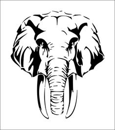 an elephant's head is shown in black and white, as well as the measurements for