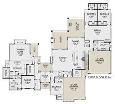 the first floor plan for a home with multiple levels and lots of room to move