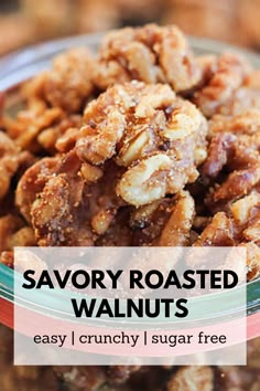 a jar of savory roasted walnuts. Toasted Walnuts Recipe Savory, Savory Walnut Snacks, Roasting Walnuts Recipe, Savoury Walnut Recipes, Savory Roasted Walnut Recipes, Savory Walnuts Recipe, Keto Seasoned Nuts Recipe, Seasoned Nuts Recipe Healthy, Baked Walnuts Recipe