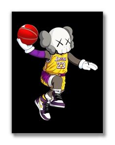 a cartoon character is holding a basketball