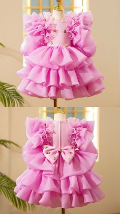 Such a cute and beautiful dress is so heart-warming. Tiered Ruffle Princess Dress For Dress-up, Tiered Princess Dress With Ruffles For Dress-up, Tiered Ruffle Princess Dress, Tiered Princess Dress With Ruffles, Princess Dress With Ruffles And Tiered Design, Princess Style Tiered Dress With Ruffles, Tiered Party Dress With Bow, Pink Tiered Tutu Dress For Party, Cute Ruffled Princess Dress For Birthday