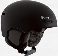 a black helmet is shown with the word red on it