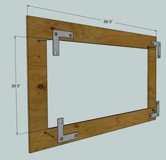 the frame is made out of wood and has two metal brackets