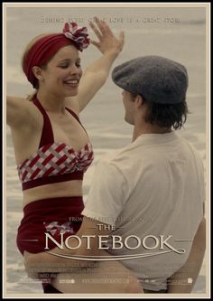 a woman in a bathing suit standing next to a man wearing a red bandana