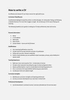 a resume for a job that is written in english and spanish, with the words how to write a cv