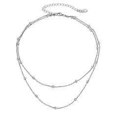 PRICES MAY VARY. 🧡【Double Layered Satellite Beads Choker】This shinning 2-layering chain is dainty and trendy, perfect for everyday wear. Can be worn on its own or layered with other chains & necklaces. 🧡【Material of Silver Choker Necklace】316l stainless steel, color not easily tarnish, lead nickel free. 🧡【Adjustable Beaded Necklace】14-16" in length with 3.5 in extender, strong and durable, you don't need to worry that it will break up suddenly, perfect for everyone to wear. 🧡【Occasion】This d Double Strand Necklaces With Double Chain For Jewelry Making, Boho Necklaces, Layered Beaded Necklaces, Beads Choker, Double Layer Necklace, Choker Chain, Silver Choker Necklace, Layered Necklace Set, Stylish Necklace