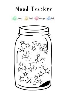 a jar with stars on it and the words mood trackerr written in black ink