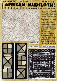 african mudcloths are shown with different patterns