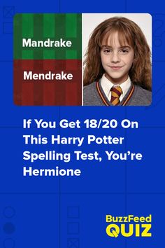 the harry potter quiz is on display in front of a blue background with an image of hermione