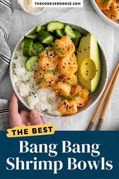 the best bang bang shrimp bowls with rice and cucumbers