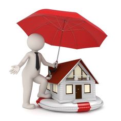 a person holding an umbrella over a small house