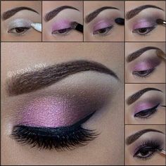 Eye Makeup Diy, Purple Eye Makeup Tutorial, Smokey Eyes Tutorial, Pink Smokey Eye, Smokey Eye Makeup Look