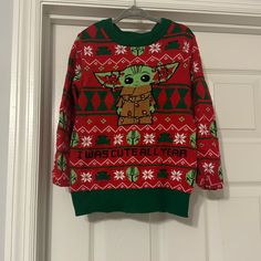 Nwot Star Wars Grogu Christmas Sweater Size 4t Star Wars Kids, Star Wars Shirts, Levi Jeans 501, Star Wars Baby, Crochet Halter Tops, Distressed Black Jeans, Girls Jacket, Print Pullover, Polo Dress