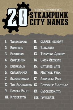 the poster for steampunk city names