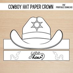 cowboy hat paper crown cut out on wood