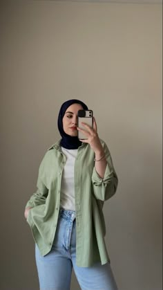 Mint Green Outfits Hijab, Chemise Outfit Hijab, Colorful Modest Outfits, Bridesmaid Hijab Simple, Hijab Fashion Inspiration Summer, Green Outfit Hijab, Baju Bridesmaid Modern Hijab, Model Baju Hijab, Green Shirt Outfits