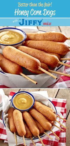 Bring the delicious taste of Summer fair Honey Corn Dogs right into your kitchen, with the help of “JIFFY” Honey Corn Muffin Mix. They’re an easy treat to enjoy all Summer long. Diy Corn Dogs Jiffy, Sausage Corn Dog Recipe, Corn Dogs Homemade Easy, Jiffy Cornbread Corndogs, Making Corn Dogs, Disney Corn Dog Recipe, Corn Dog Recipe Jiffy, Corn Dog Recipe Without Cornmeal, Cornbread Mix Corn Dogs