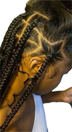 Easy Feed In Hairstyles, Star Part Knotless Braids, Knotless With Star On The Side, Knotless Braids With Star Design, Hairstyle Ideas With Extensions, 8 Year Hairstyles, 6 Stitch Feed In Braids 2 Buns With Curls, Star Box Braids, 6 Braid Hairstyles