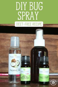 diy bug spray recipe with coconut oil and deodorant on the side