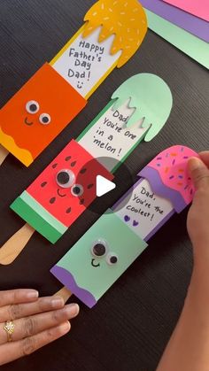 someone is making some paper crafts for father's day with watermelon and ice cream