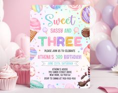 a birthday party with cupcakes and balloons