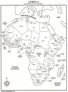 the map of africa showing major cities and their respective roads, with names in black