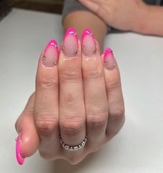 Do you love pink nails and would love to try something new? In that case, this collection of hot pink french tips nails is exactly what you need for the perfect summer manicure! Hot Pink Dress Nail Ideas, Hot Pink French Tip Nails With Rhinestones, Hot Pink French Tip Nails With Gems, Hot Pink And White French Tip Nails, Nails French Tip Hot Pink, Hot Pink French Tip Nails Short, Hot Pink French Tips With Rhinestones, Hot Pink Homecoming Nails, Short Hot Pink Nails With Design