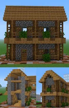 the front and side views of a house in minecraft